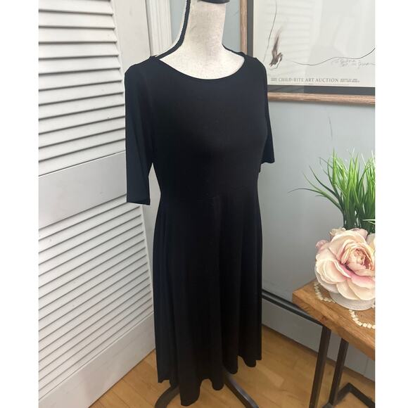 EILEEN FISHER Dress Womens Small Black Jersey Knit Asymmetric Minimalist Capsule - Picture 4 of 11